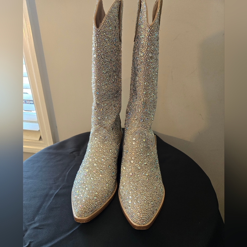 Madden Girl Redford Crystal Embellished Sequin Cowgirl Western Boots Size 8.5 - Picture 2 of 12